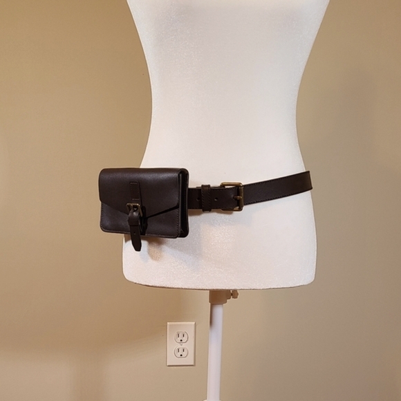 Brooks Brothers Coffee Brown Leather Belt Bag Medium - Picture 2 of 10